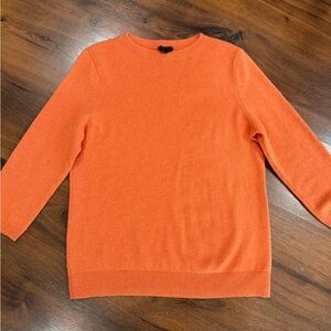 TALBOTS Women's Pure Cashmere crewneck sweater 3/4 sleeves Orange Sz Large
